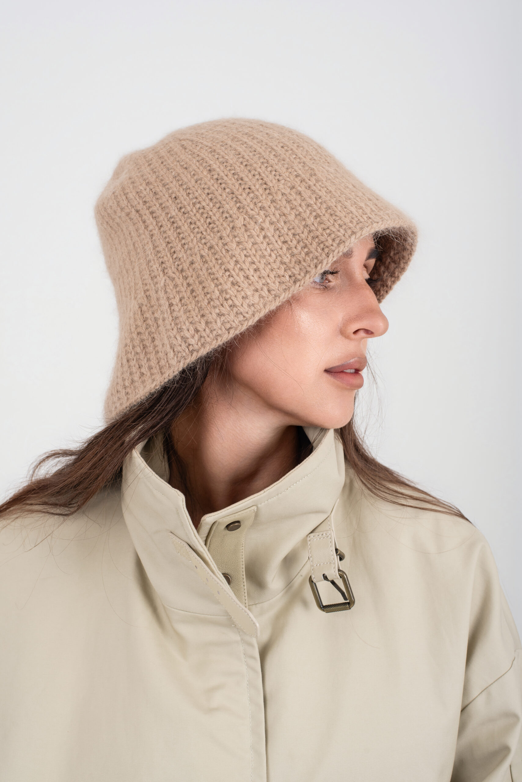 Панама “Cloche hat” | Бежевый — изображение 3