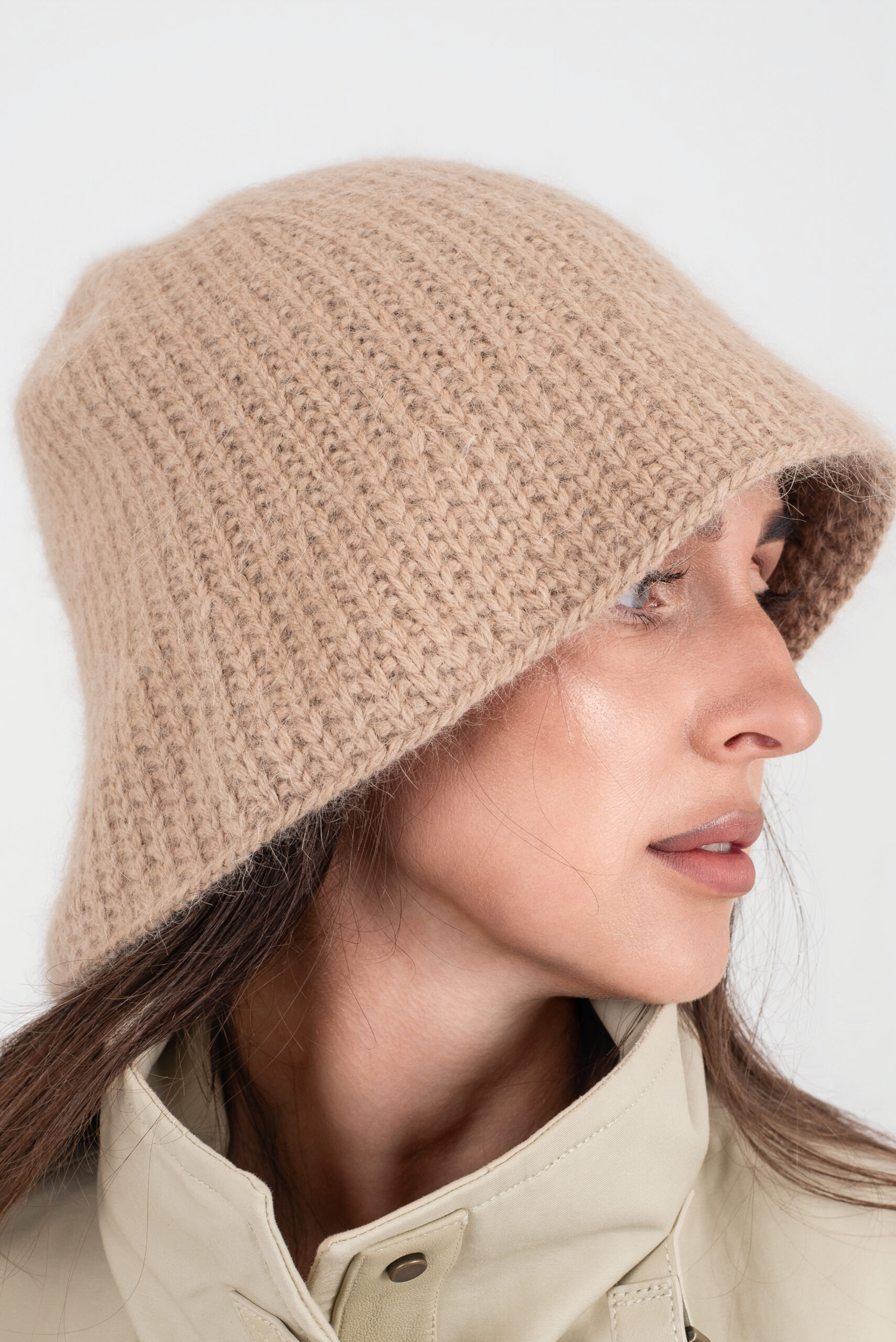 Панама “Cloche hat” | Бежевый — изображение 4